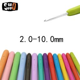 Agulhas de Crochet de alumínio com borracha macia colorida, agulhas de tricô de silicone, alças almofadadas, 2-10mm, 2024 - Image 6