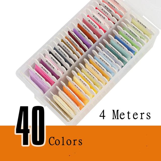 Kit de Fio Bordado Colorido em Algodão com Caixa Organizadora - 40, 80 ou 120 Cores para Bricolage e Costura