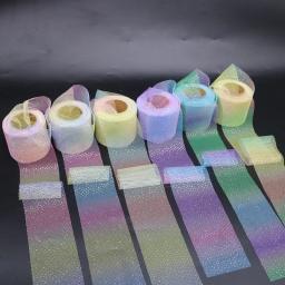 6cm 5 jardas arco-íris tule colorido iridescente malha fita diy bandana pom cozimento presente embrulho material festa evento decoração - Image 5