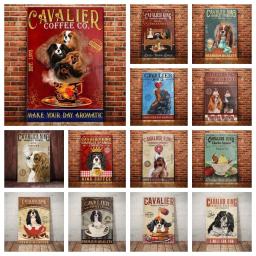Vintage cavalier king charles spaniel sinal de metal retro café decoração da parede para casa bar pub café x Polegada placa estanho - Image 1