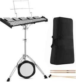 Glockenspiel Xilofone Bell Kit, Kit de percussão profissional para adultos, 8 Polegada Drum Practice Pad, 32 Nota - Image 1
