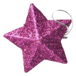 6 pçs glitter mini estrela ornamento de natal colorido árvore de natal pendurado pingente natal festa de ano novo decoração para casa - Image 1
