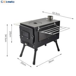 Fogão a Lenha Portátil para Acampamento ao Ar Livre, Queimador de Lenha em Aço Inoxidável Dobrável, Aquecedor de Tenda com Janela de Fogo para Pátio - Image 6