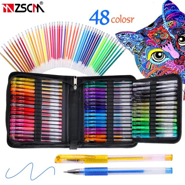 Kit de Canetas Coloridas ZSCM 12/24/160 com Frete Grátis - Canetas Nanquim, Gel e Esferográficas para Papelaria e Material Escolar
