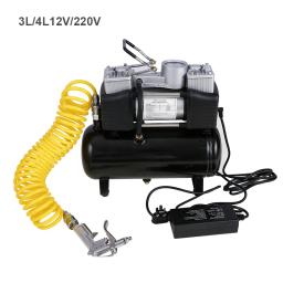 Compressor de ar portátil para o insuflador do pneu do carro, bomba de pressão do cilindro duplo, conjuntos de ferramentas balão, basquetebol, 3L, 4L, 12V, 220V - Image 2