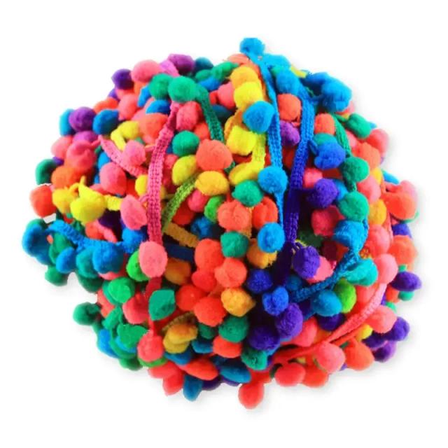 Faixa Colorida de Renda de 20 Jardas para DIY com Pom Pom e Bolinhas de Pelúcia – Acessório Artesanal para Costura e Decoração