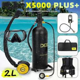 Conjunto De Cilindro De Oxigênio Para Mergulho, Tanque De Ar Subaquático, Bomba De Mão, Equipamento De Mergulho, Snorkel, X5000Plus, 2L - Image 6