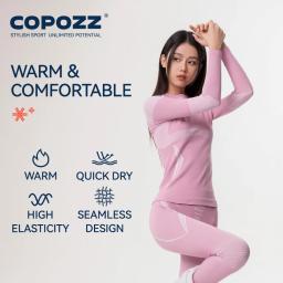 Copozz masculino feminino conjuntos de roupa interior térmica de esqui secagem rápida compressão funcional treino apertado snowboard topos e calças adulto - Image 3