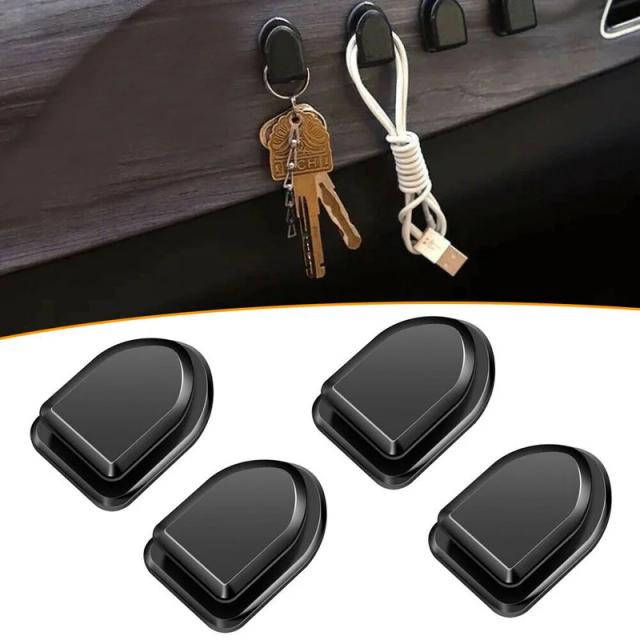 Organizador Adesivo para Carro 4 Peças - Ganchos para Cabos USB, Chaves e Fones de Ouvido