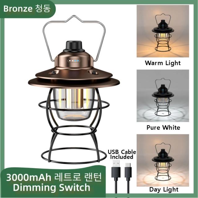 Lanterna de Acampamento Portátil Retrô com Lâmpada Vintage a Querosen, Ideal para Caminhadas, Escalada e Uso no Quintal, Bateria de 6000mAh