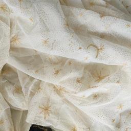 1 metro/lote qualidade fio de ouro bordado gaze tecido estrela lua bordado vestido janela tela sofá colocação material sc428 - Image 5