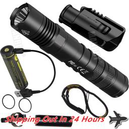 Nitecore lanterna tática led original p10 v2, inclui porta carregador usb, bateria 18650 para caça ao ar livre, à prova d'água, tocha edc - Image 1