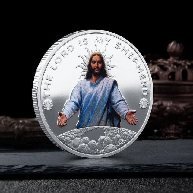 Coleção 2023 de Moedas Comemorativas Religiosas em Metal Cristão Banhadas a Ouro e Prata