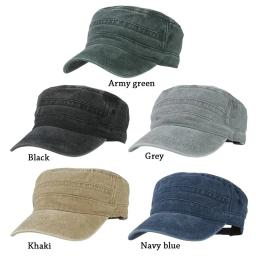 Chapéu militar vintage com língua de pato, sombrinha ajustável, algodão lavado, parte superior plana, moda coreana, novo, verão - Image 6