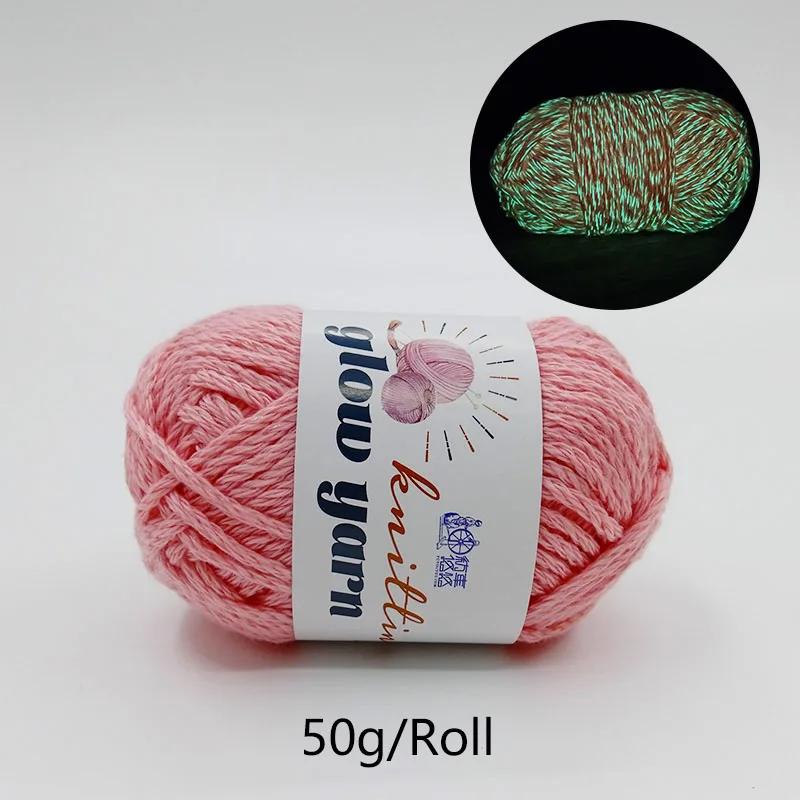 Fios luminosos de poliéster para tricô, Brilham no fio escuro, fios grotescos, tricô, crochê, tecido, tapete, suéter, chapéu, artesanato de bricolage, 50g - Image 1