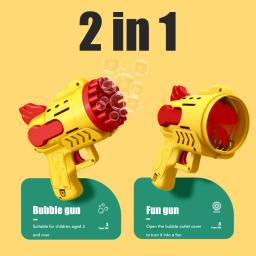 Pistola de bolhas automática elétrica para crianças Foguete de sabão Máquina de bolhas Brinquedo de casamento ao ar livre Luz LED Presentes de aniversário para crianças - Image 5