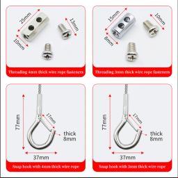 304 aço inoxidável corda de fio Snap ganchos, pendurado imagem Threader, fivela ajustável, 1-4mm, 2pcs - Image 6