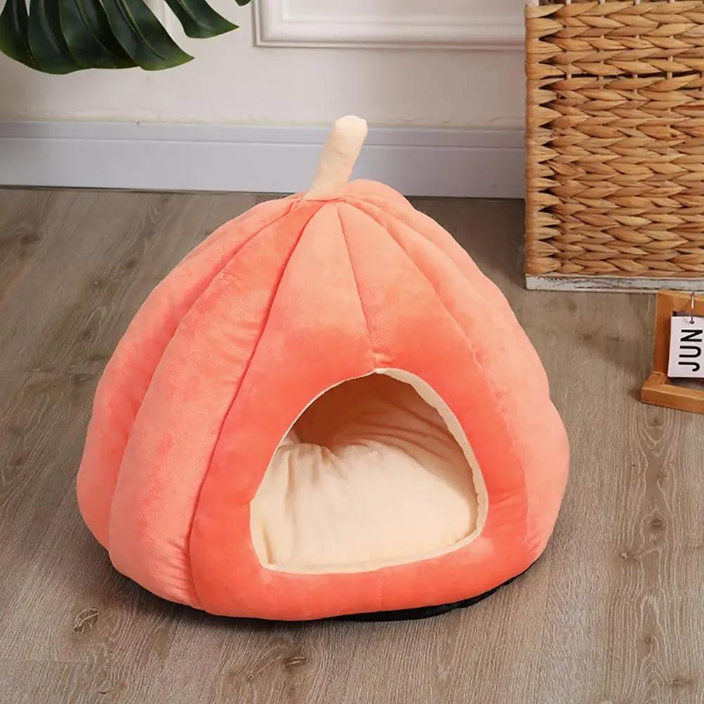 Pet Quente Dormir Ninho Melão Forma Soft Plush Cozy Cave Hideout Casa Pet Supplies Para Indoor Cats Acessórios - Image 1