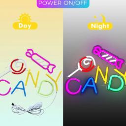 Candy Shop Neon Sign Para Decoração De Parede, Luz LED de Negócios, Halloween, Casa, Decoração Pendurada, Negócios - Image 4
