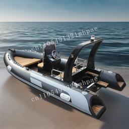 Barco inflável luxuoso de 7 passageiros Rib-480 com casco de fibra de vidro para motor de popa para costela esportiva 480 - Image 1
