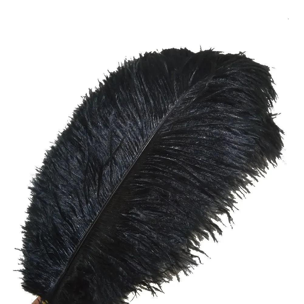 Penas pretas de avestruz para decoração de festas de casamento, penas naturais de avestruz para artesanato, 15-75cm 6-30 - Image 1