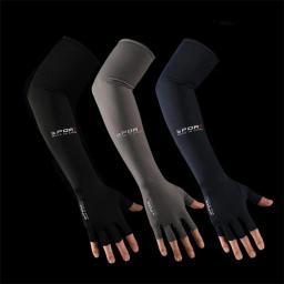 Luvas de proteção solar UV para esportes ao ar livre, Capa de mangas de seda, Luvas de bloqueio solar, Refrigeração, Ciclismo, Corrida, Pesca - Image 1