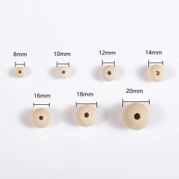 Natural Cor De Madeira Contas Redondas Para Fazer Jóias, Pingente DIY, Decoração Para Casa, Acessórios Artesanais, 8-20mm, 2-30Pcs - Image 2