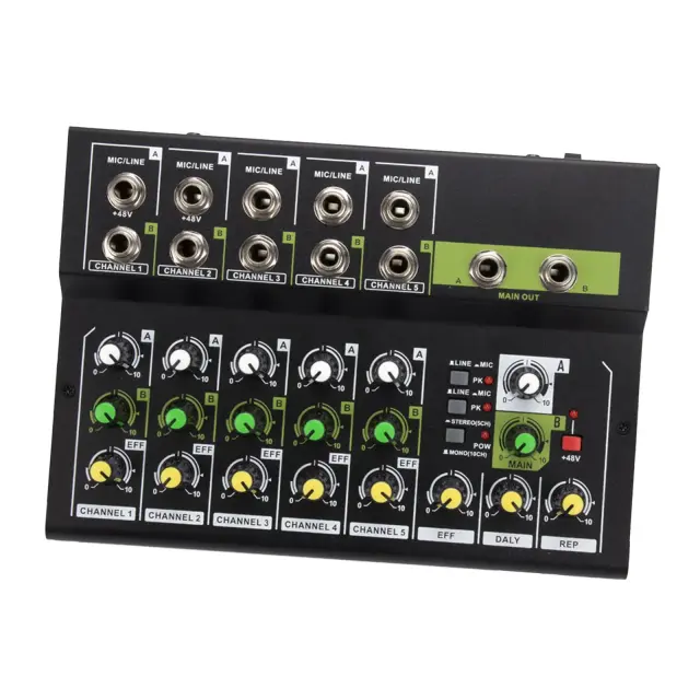 Controlador de Som Portátil Multifunções para Gravação de DJ, Mixagem de Áudio e Transmissão ao Vivo com 10 Canais RCA para Iniciantes
