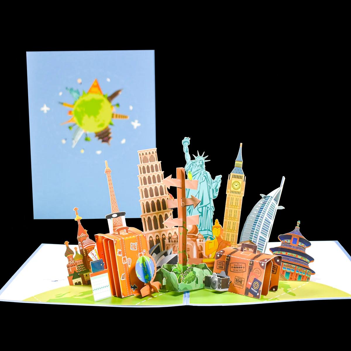 Viagem pop up cartão viagem tour lembrança 3d cartões de saudação presente do hotel para visitantes turísticos - Image 1