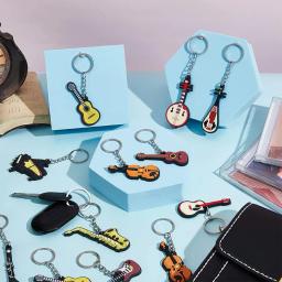Chaveiros para instrumentos musicais com chave de metal, silicone estilo 10, pingentes de música, guitarra, violino, piano, 20 peças - Image 5