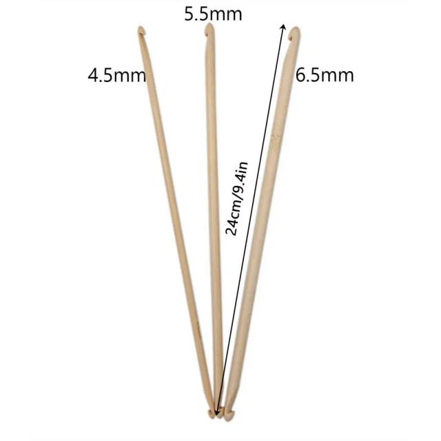 Ganchos de Crochê Tunisiano em Bambu Duplo, Conjunto Ergonômico para Artesanato de Tricô e Tecelagem