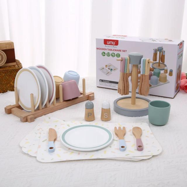 Brinquedo de Cozinha de Madeira Panelas para Cozinhar 8 Peças