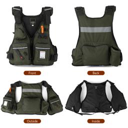 Colete flutuante multi bolsos com suporte de garrafa de água, jaqueta pesca com mosca, colete salva-vidas, caiaque, vela, passeios de barco, esportes aquáticos - Image 3