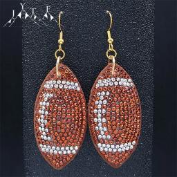 Cristal strass brincos para mulheres, brincos de futebol fofos, bolas de tênis de rugby, futebol e futebol, jóias americanas - Image 2