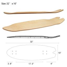 Surf skate deck, qualidade profissional, 33x10 polegadas, 1 parte - Image 4