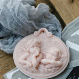Dois anjos forma bolo silicone molde, bonito bebê aromaterapia, cera pingente molde, decoração do carro, gesso DIY gesso, artesanato moldes - Image 2