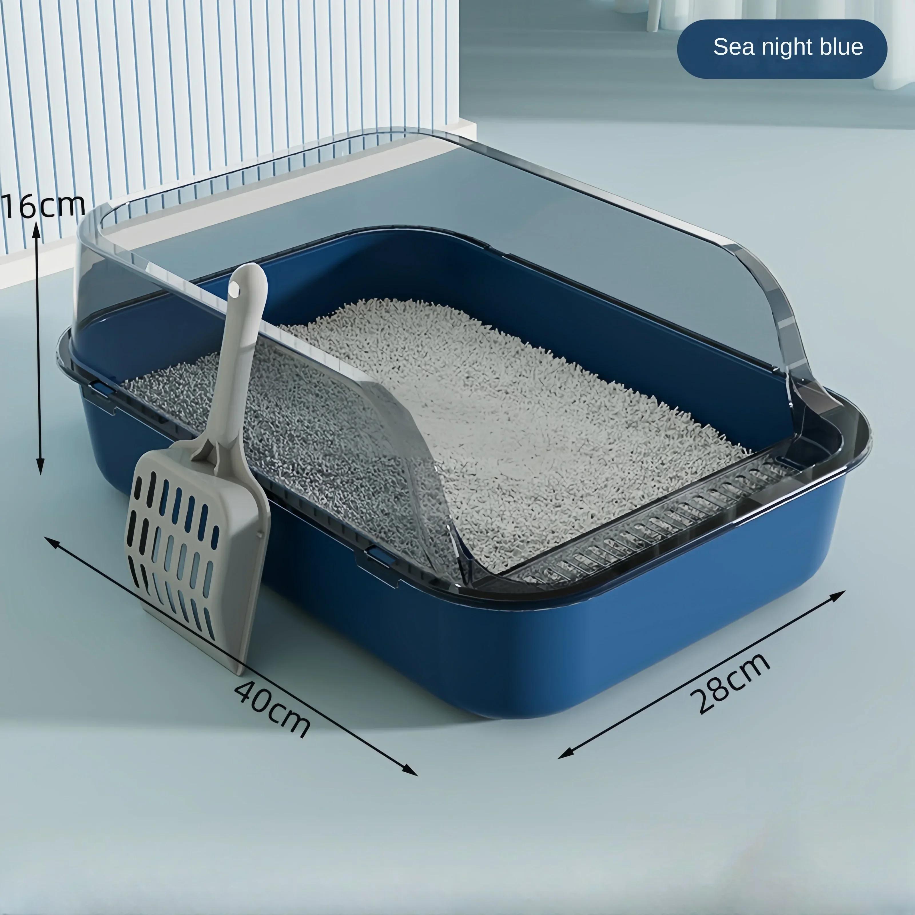Totalmente Fechado Caixa De Areia De Gato, Kitty Sandbox, Lado Alto, Banheiro à Prova De Respingos, Bedpans Com Colher De Areia De Animais De Estimação, Suprimentos De Gato De Limpeza - Image 1