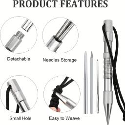 Aço inoxidável Agulha Set para Couro e Paracord Trabalho, Braid Marlinspike e Smoothing Tools, 9pcs - Image 4