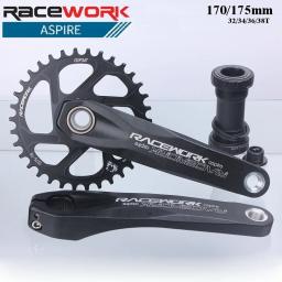 Racework manivela liga de alumínio oco integrado 170mm 175mm 32 34 36 38t roda dentada com suporte inferior mountain bike pedaleira - Image 1
