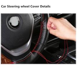 Trança de couro de 45cm para volante, 18 polegadas, costura à mão, capa de volante, couro de vaca genuíno com linha de agulhas - Image 6