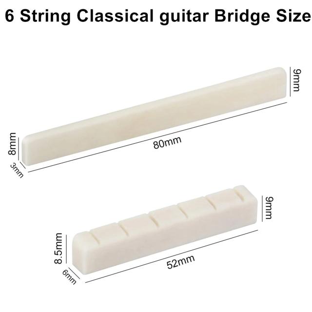 Miwayer Ponte Múltipla de Osso Real para Guitarras Clássicas de 6 a 12 Cordas