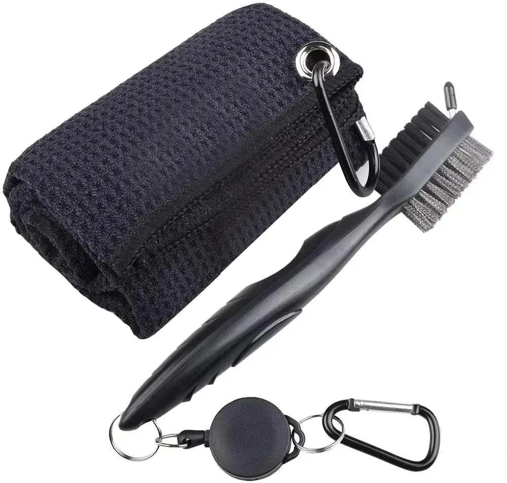 Golf Club Escova e Toalha Cleaner Kit Dupla Face Groove Escova de Limpeza com Spike, Putter Wedge Ball - Image 1