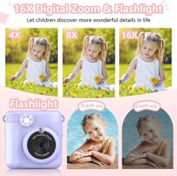 Mini Câmera Instantânea para Meninos e Meninas, Portátil Recarregável, Câmera Digital Infantil, Cartão de Memória de 32GB, HD, Crianças - Image 3