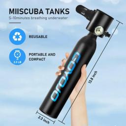 Mini Kit Tanque de Mergulho, portáteis Kits de Tanque de Pulmão, Adaptador de Snorkeling, 3000 PSI Pressão Máxima, 6-12 Minutos, 0.5L - Image 4