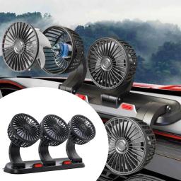 Ventilador elétrico automotivo de três cabeças, ventilador silencioso para caminhão, SUV, RV, barraca, veículos automotivos, USB, 12V, 24V, 2 velocidades - Image 1