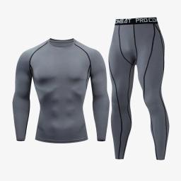 Compressão respirável masculina correndo terno esportivo, treinamento apertado, Rashguard de basquete, conjunto de treino, roupas masculinas, novo, 2 pcs set - Image 2