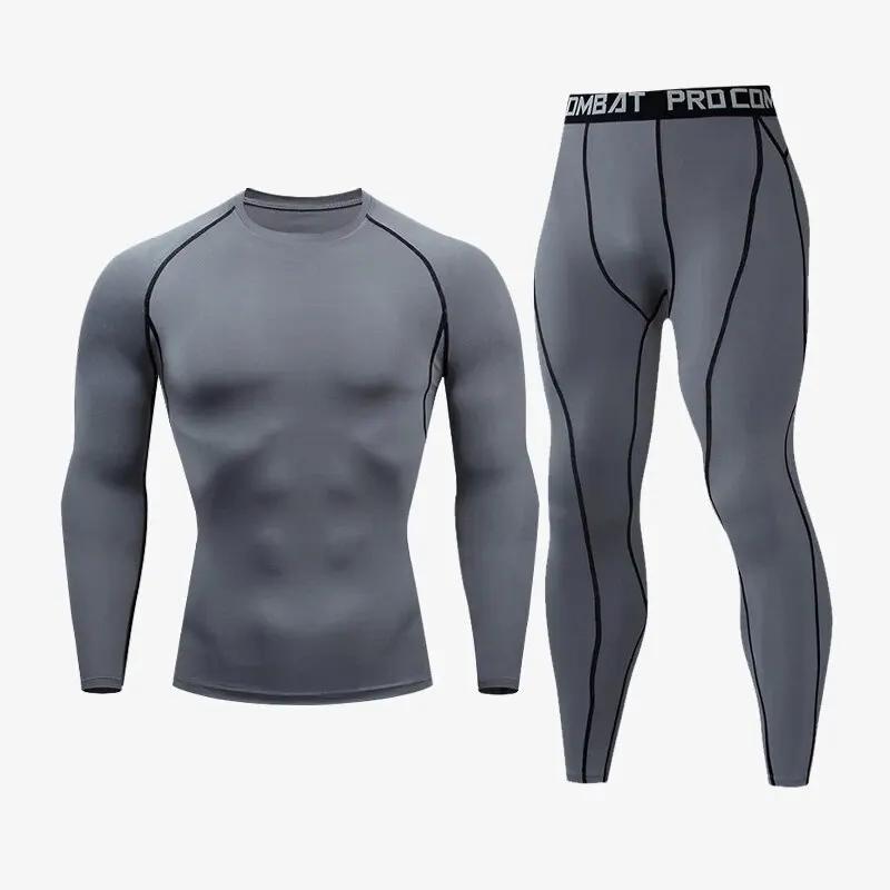 Compressão respirável masculina correndo terno esportivo, treinamento apertado, Rashguard de basquete, conjunto de treino, roupas masculinas, novo, 2 pcs set - Image 1