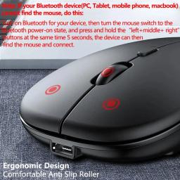 Mouse sem fio Bluetooth, USB Optical, Recarregável, Computador, Laptop, PC, Macbook Gaming, Gamer, Novo, 2.4GHz, 1600DPI - Image 5