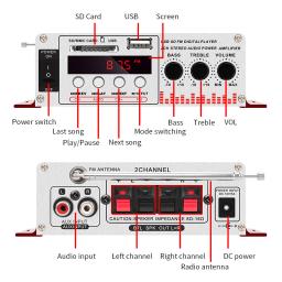 Amplificador de potência Hifi para carro, amplificador de áudio BASS, alto-falante do carro, classe D, som doméstico, BT88y, 60W, 12V - Image 4