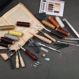 Kraball ferramentas de trabalho de artesanato de couro, kit de costura, conjunto de reparo com fio encerado, ranhurador, furador para profissionais iniciantes - Image 3